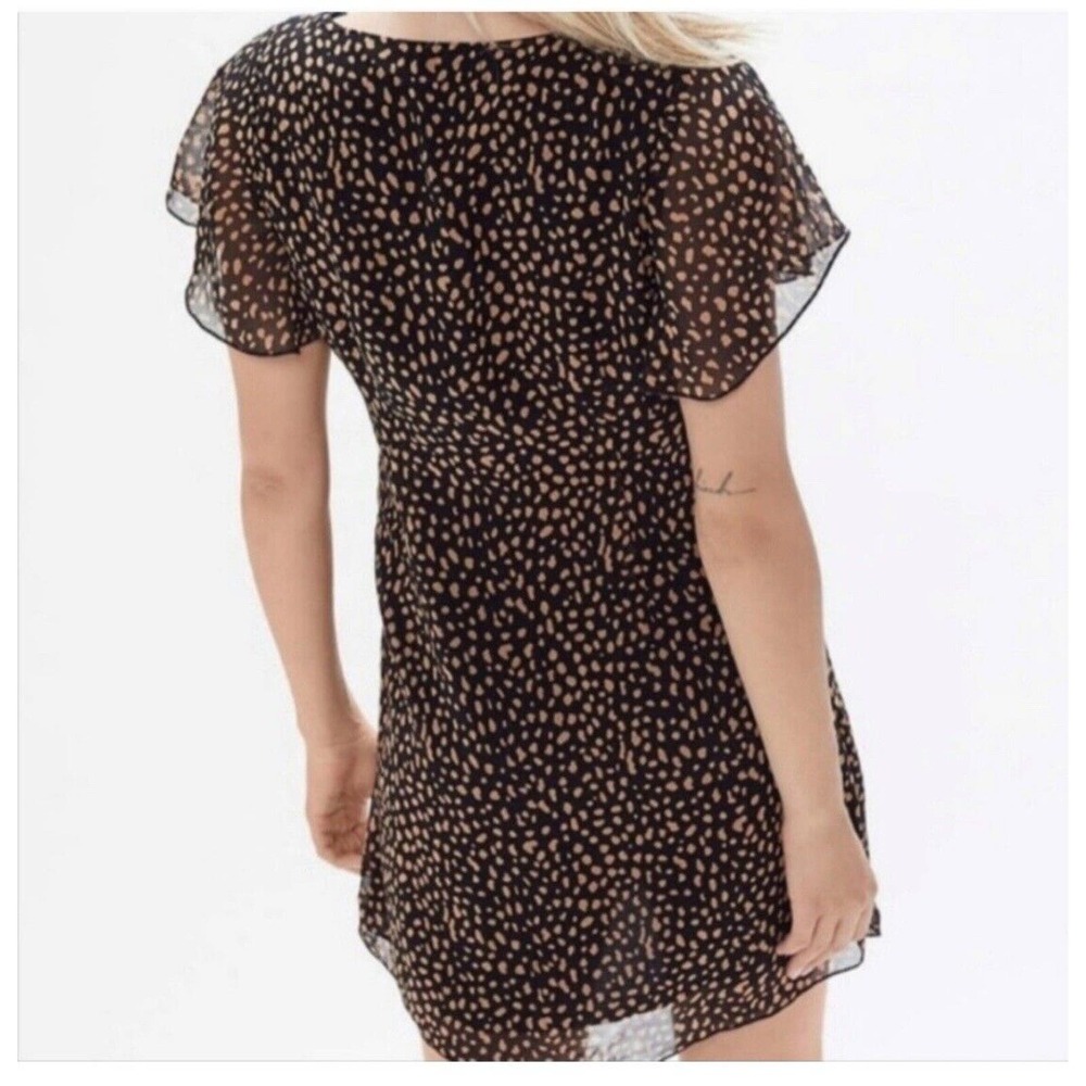 Urban Outfitters Rosalee V-Neck Flutter Sleeves A-line Mini Dress Black Sz M - Picture 5 of 16